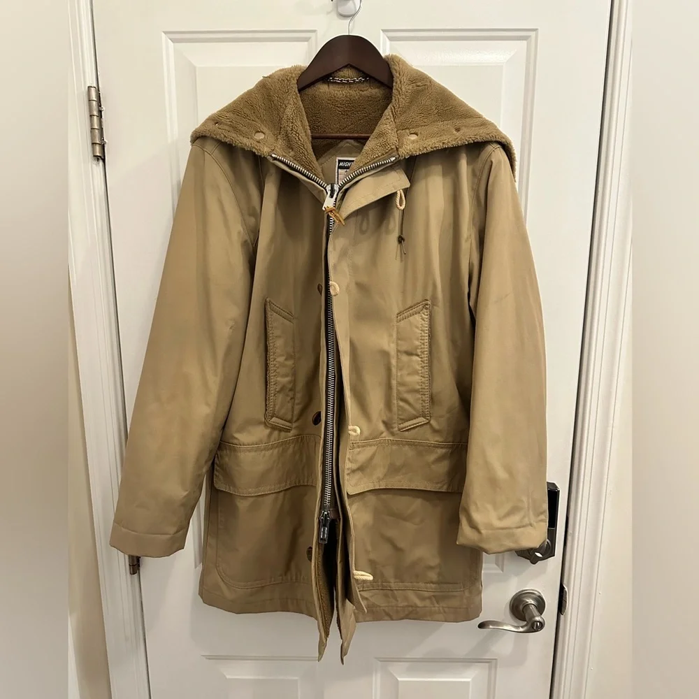 Mighty Mac Coat Jacket Fleece Lined Overcoat with zipped Hood Tan USA Made